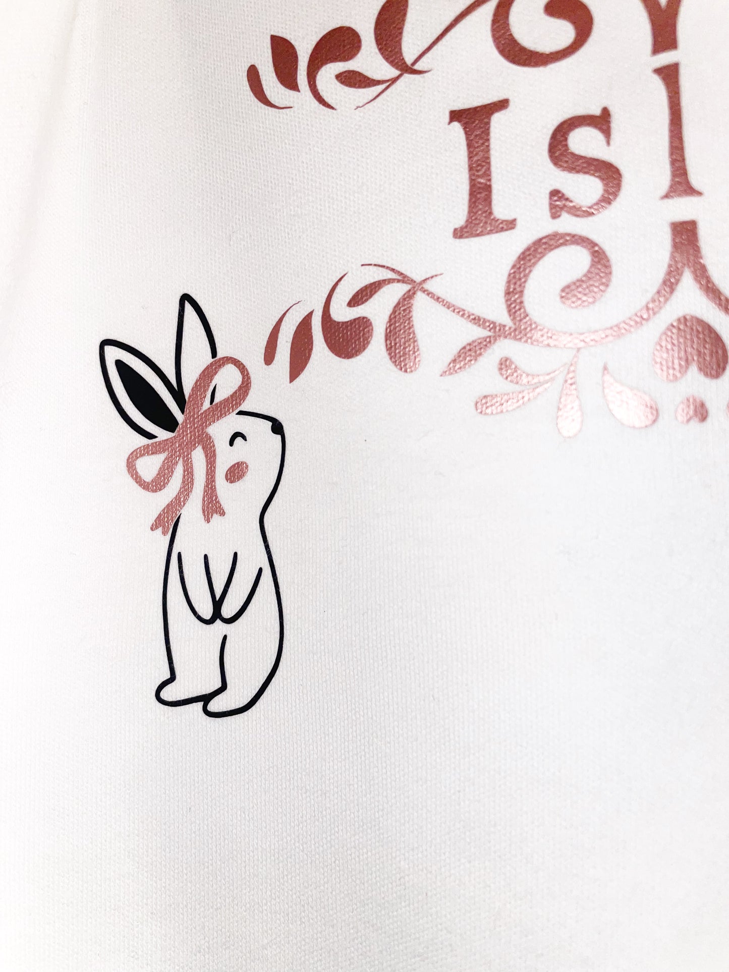 Rose gold personalised bunny babygrow
