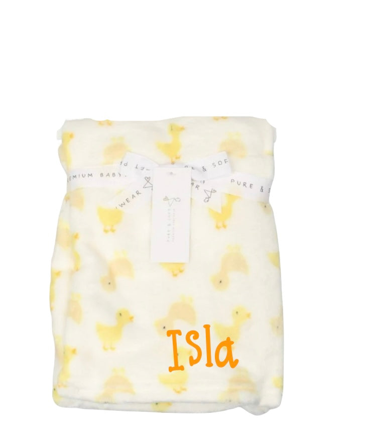 Personalised fleece duckling blanket