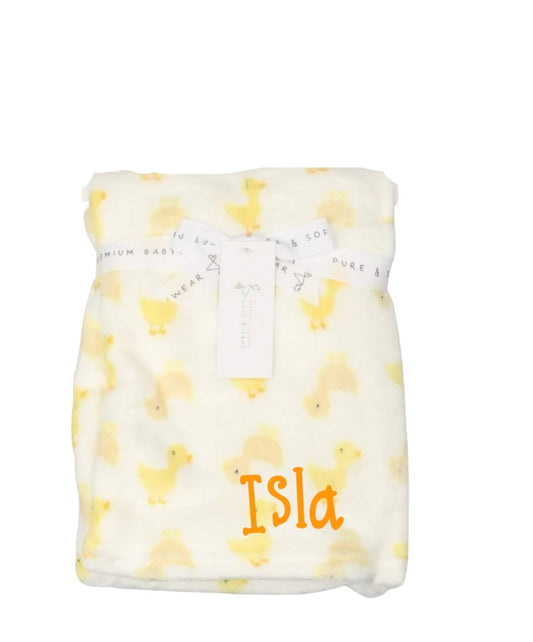 Personalised fleece duckling blanket