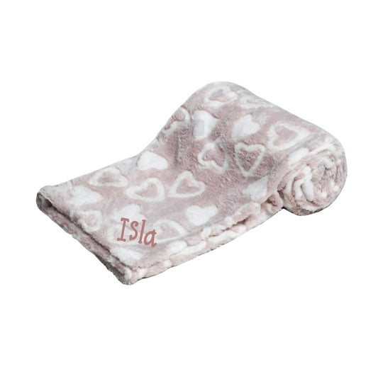 Personalised fleece heart blanket