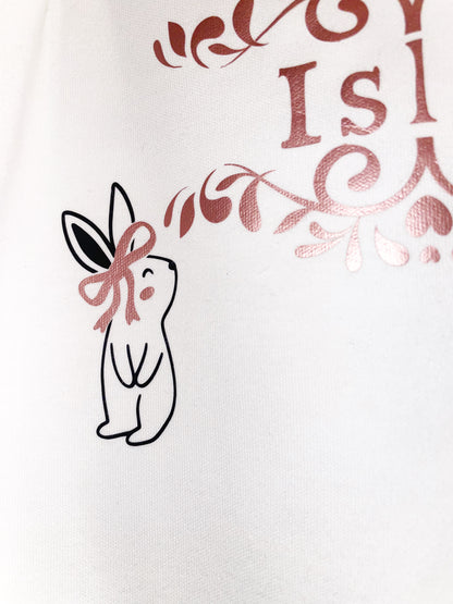 Rose gold personalised bunny babygrow