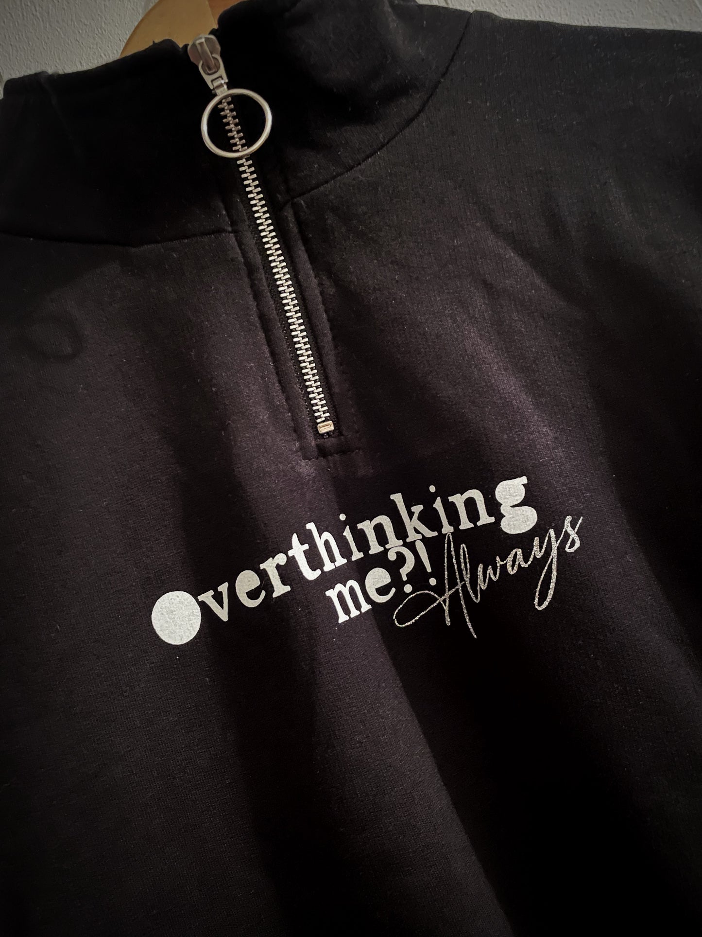 Overthinking me?! Cropped 1/4 zip sweatshirt
